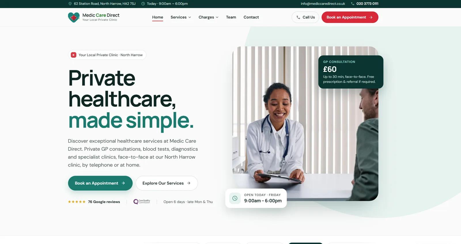 Medic Care Direct website, built by Boolet